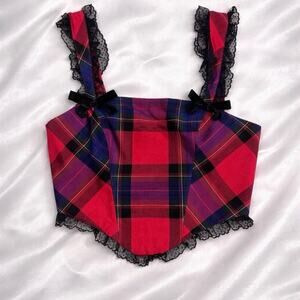 Kimchi Blue Perfectly Precious Plaid Bustier Top Urban Outfitters Size S